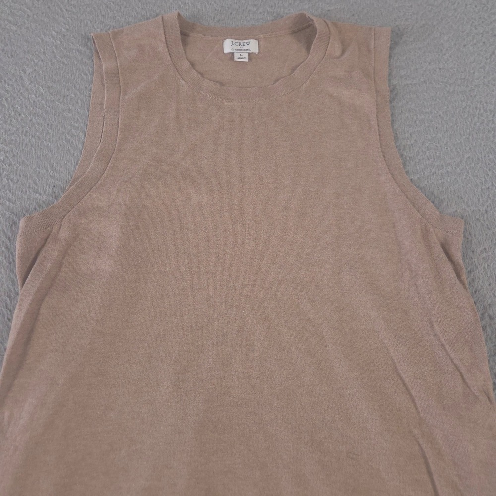 J.Crew Sweater Womens Large Tan Classic Shell 100% Cotton Knit Sleeveless Office